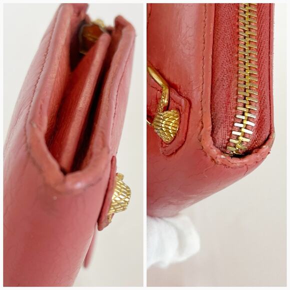 BALENCIAGA Motocross Leather Lambskin Zip Around Wallet Salmon - Picture 9 of 14